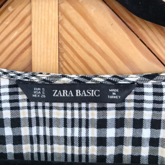 ZARA Check Puff Sleeve Peasant Blouse - Picture 4 of 6